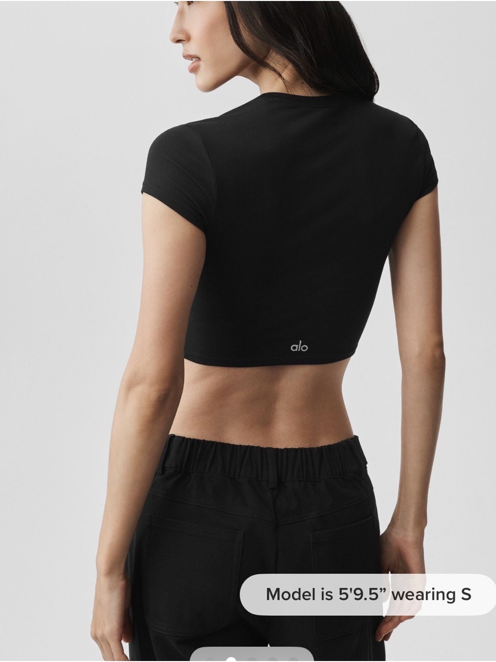 ALO Yoga Finesse Short Sleeve Black Crop Tee - Fitted Short Sleeve Top Size XS